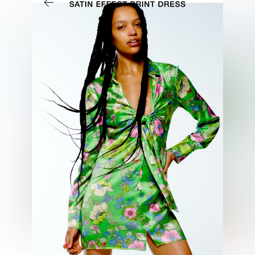Zara satin effect floral dress